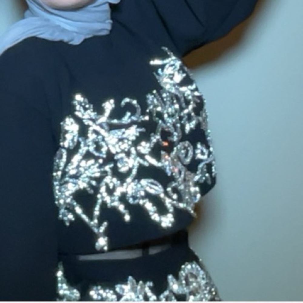 Black Couture Encrusted Corset Gown - Picture 3 of 5